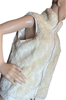 Beige Faux fur soft with zipper Roz& Ali ( insulated, warm, lightweight (size L)vest