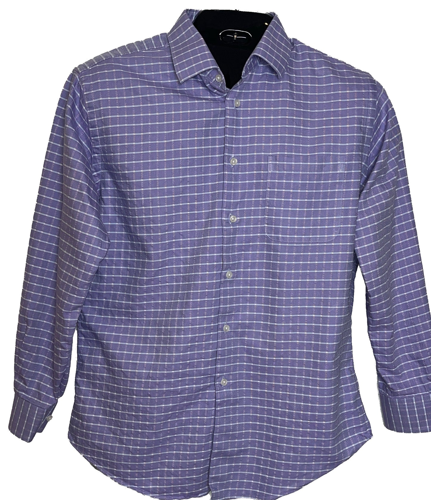 Calvin Klein Light Blue and White Plaid Men’s Buttoned Up Shirt (Size XL)