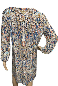 Tommy Hilfiger Multicolored(blue, beige) Boho style dress with Bishop sleeves (wide sleeves)