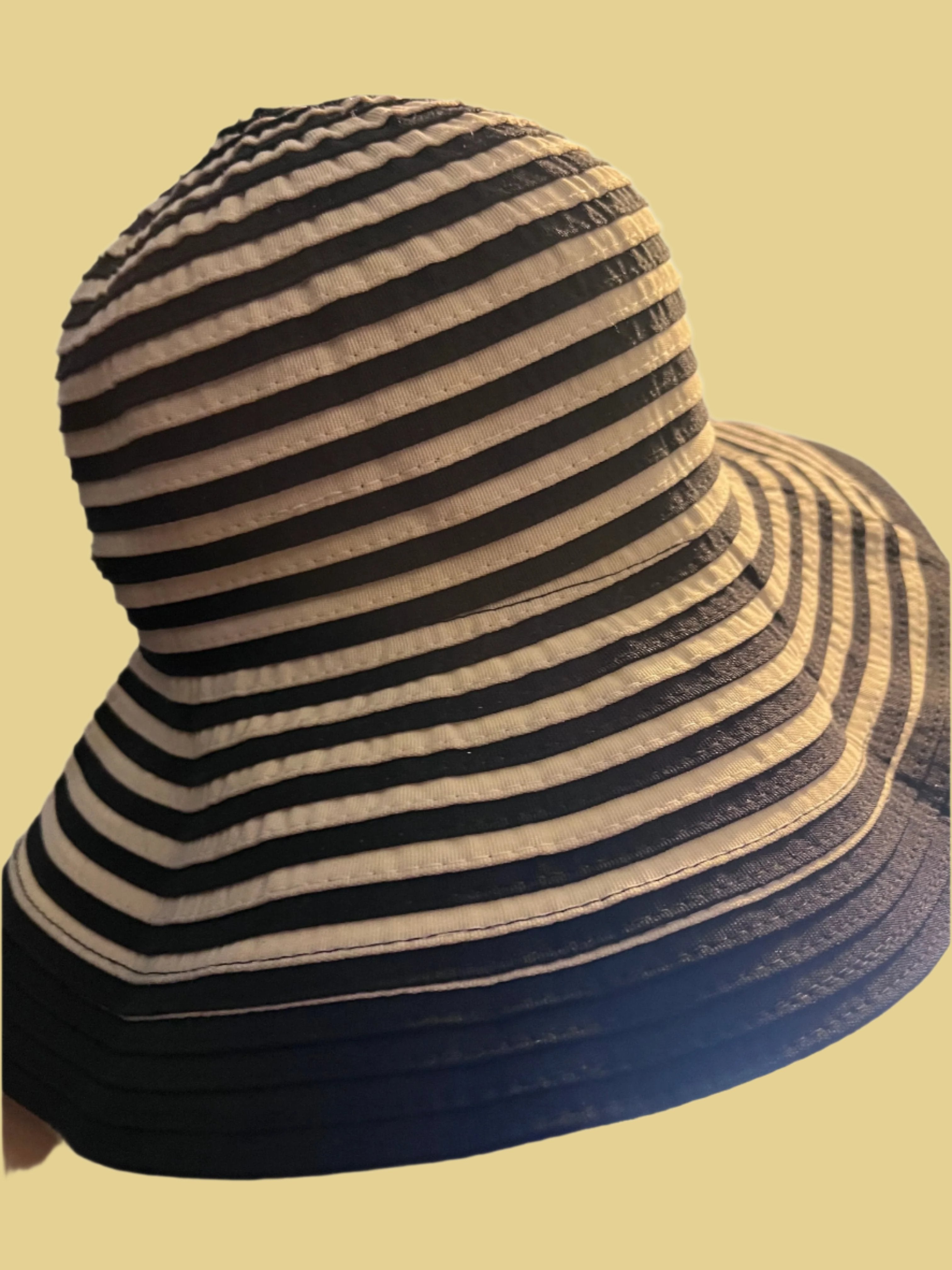 Beautiful black and beige hat with nice ribbon by Sun Sand