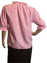 Mellowday Pink Pull Over Loose Fitting Casual short sleeves Blouse (Size Small)