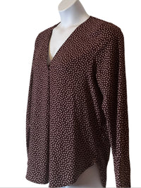 Ann Taylor (Size L) Pullover Burgundy Tunic V-Neck blouse