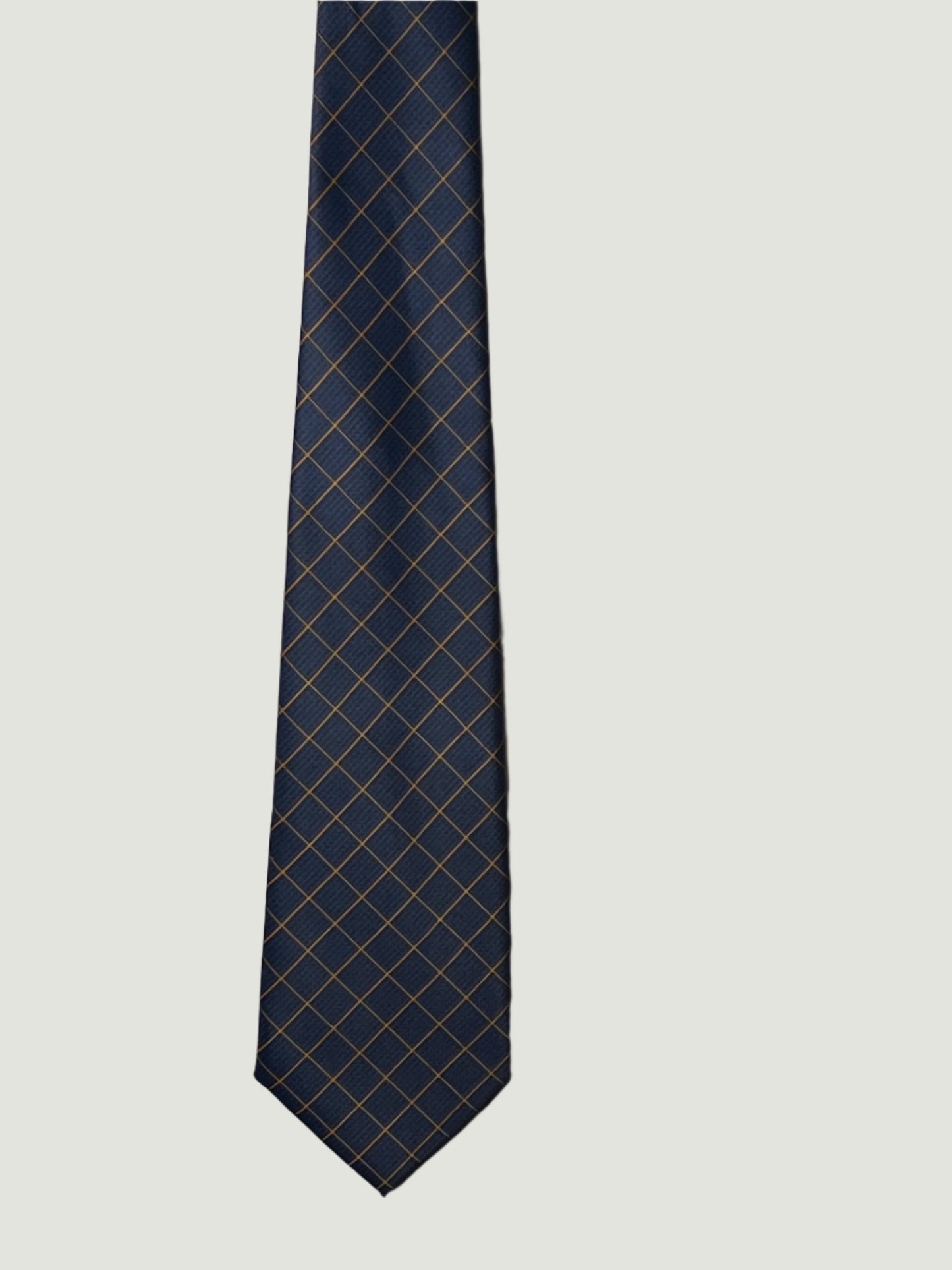 Seth & Bello Handmade Blue and Gold Plaid Men’s Suit Tie (Necktie)