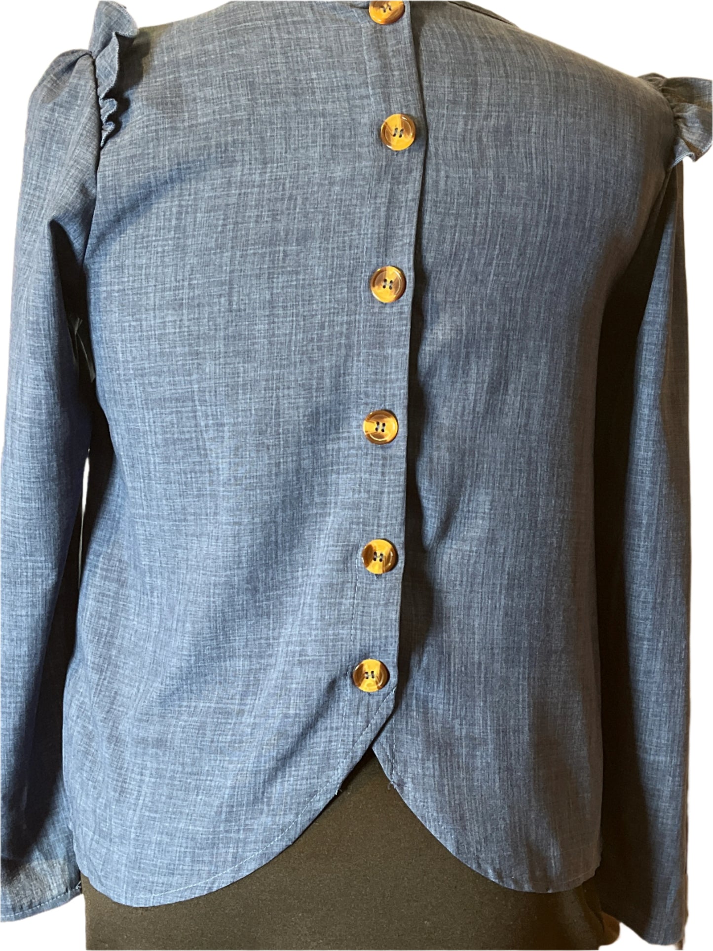 SHEIN Blue Stylish Long sleeves blouse with buttoned back (size small)