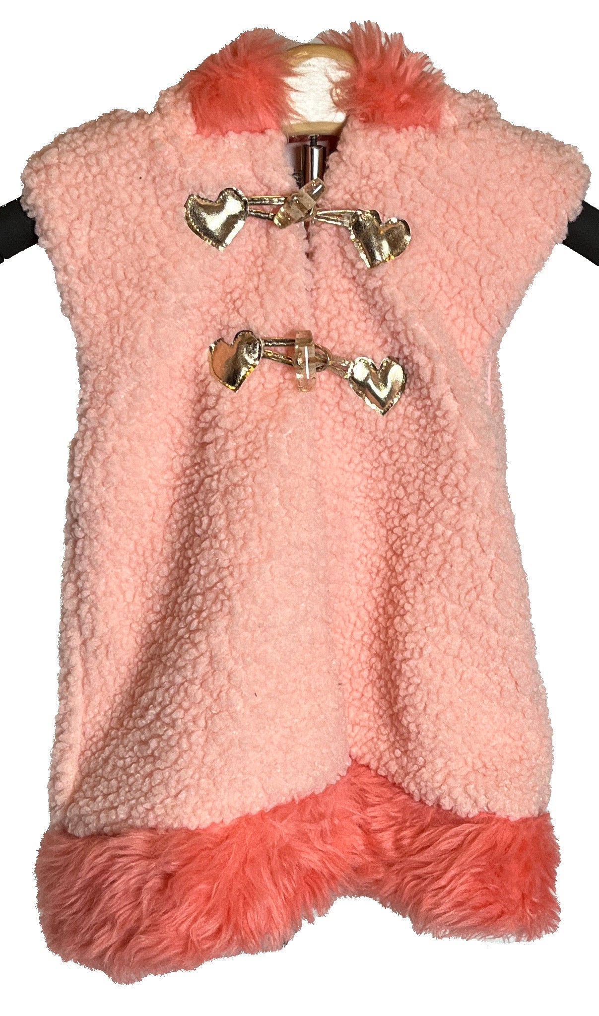 Girl’s pink Little Lass warm and fuzzy (faux fur) stylish vest(size 5)