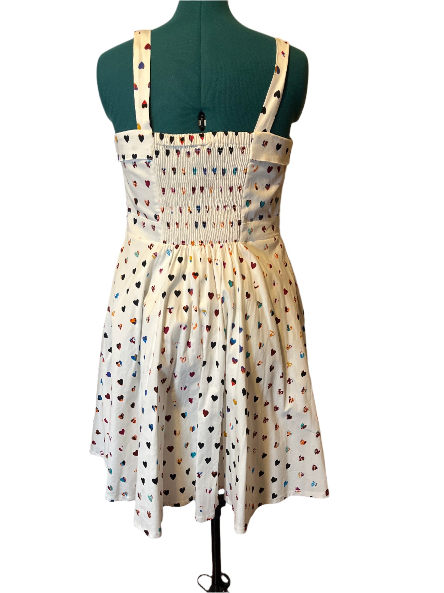 City Chic- A Line style white dress with multi colored hearts