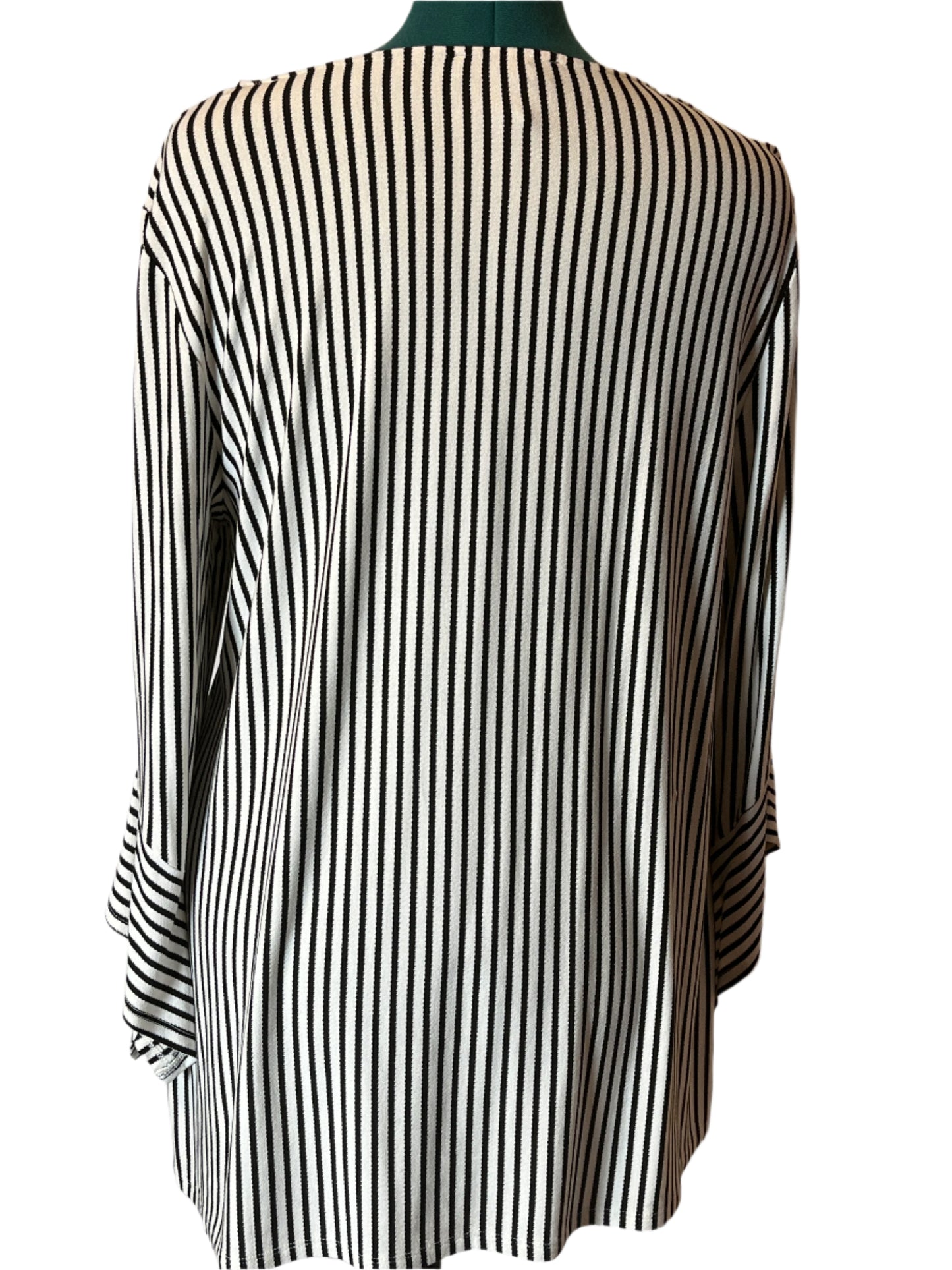 Grace The Perfect Fit Navy Blue and Striped Pull Over Blouse with Bishop Sleeves(Size XL)