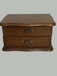 Antique-Small Maple wood storage box with double drawers