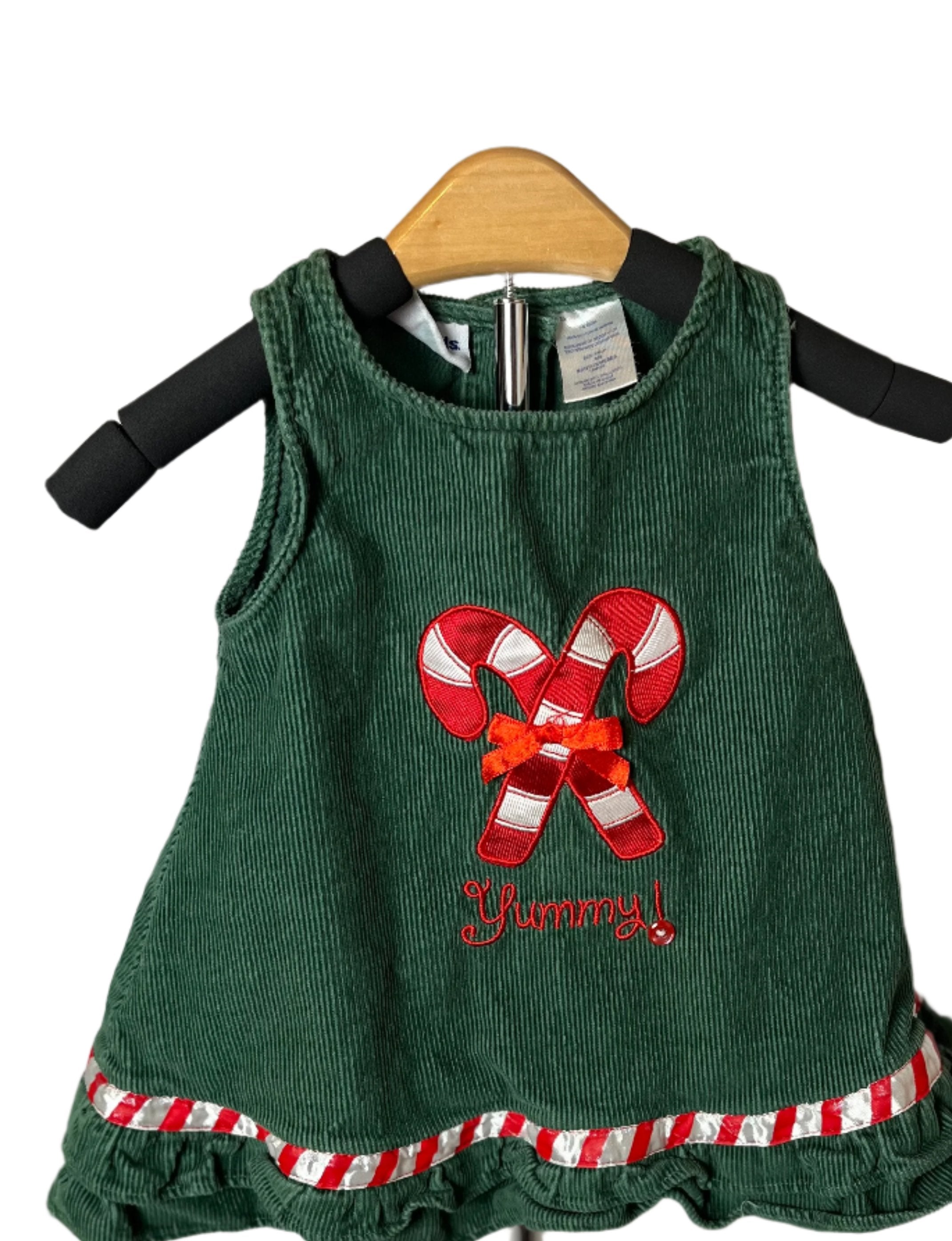 BT Kids Green and Red Candy Cane dress(size 6/9 mos)