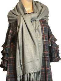 Alpine Swiss warm long light gray scarf