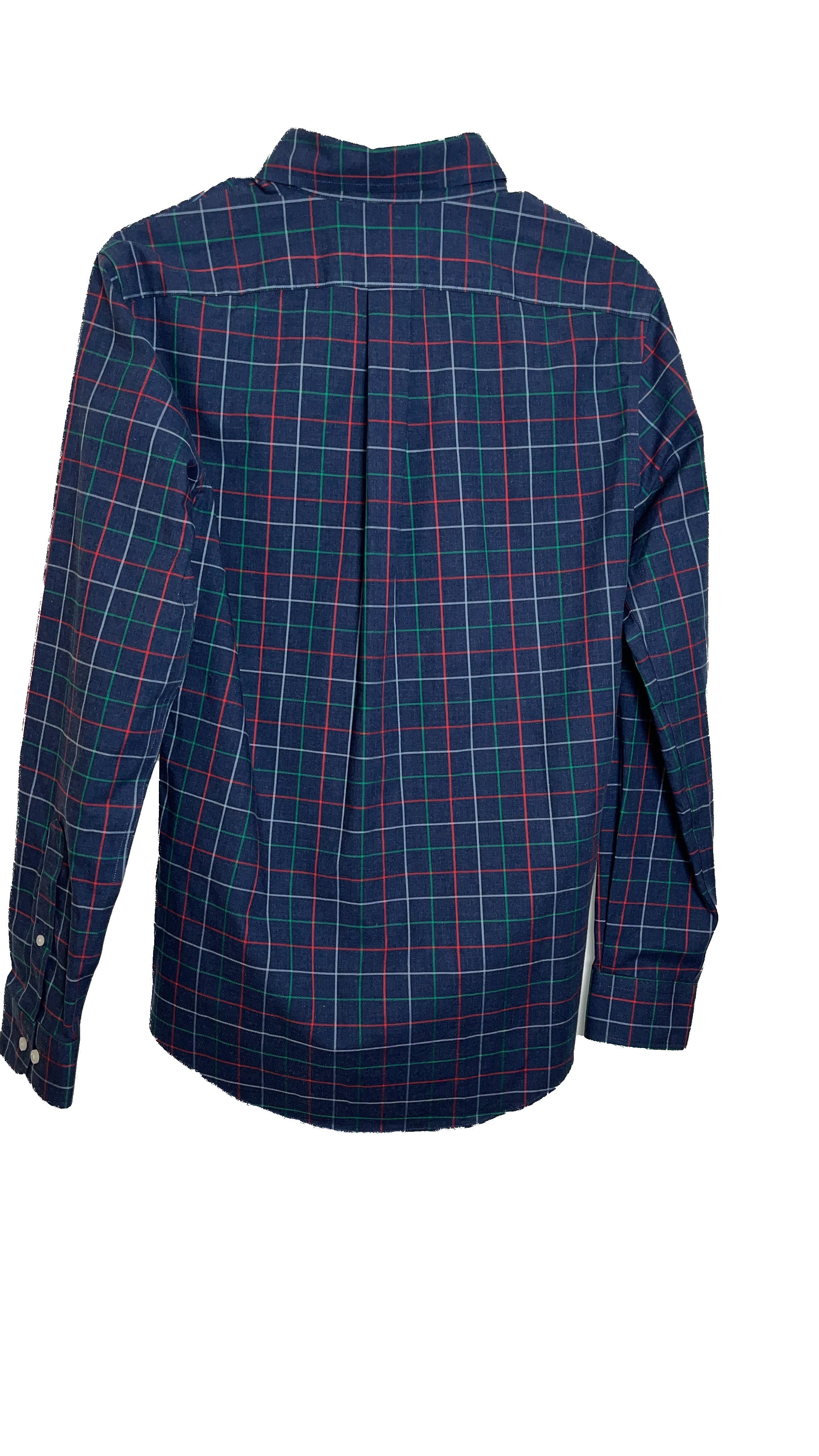 Lands’ End Plaid Blue/Green/Red Men’s Long Buttoned Shirt (size small)