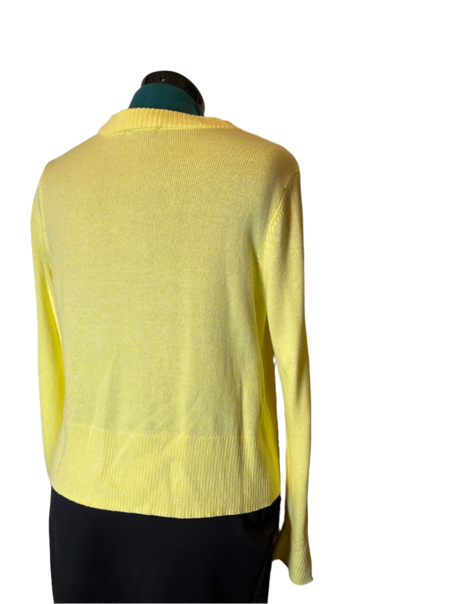 Candace Cameron Bure- Yellow Buttoned Long Sleeves Cardigan/Sweater (Size Medium)