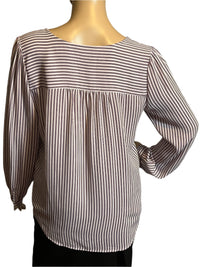 Loft Burgundy Striped Tunic Blouse( size small)