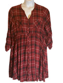 Burgundy Plaid buttoned shirt type dress from Torrid (size 2x)-dropped waist dress