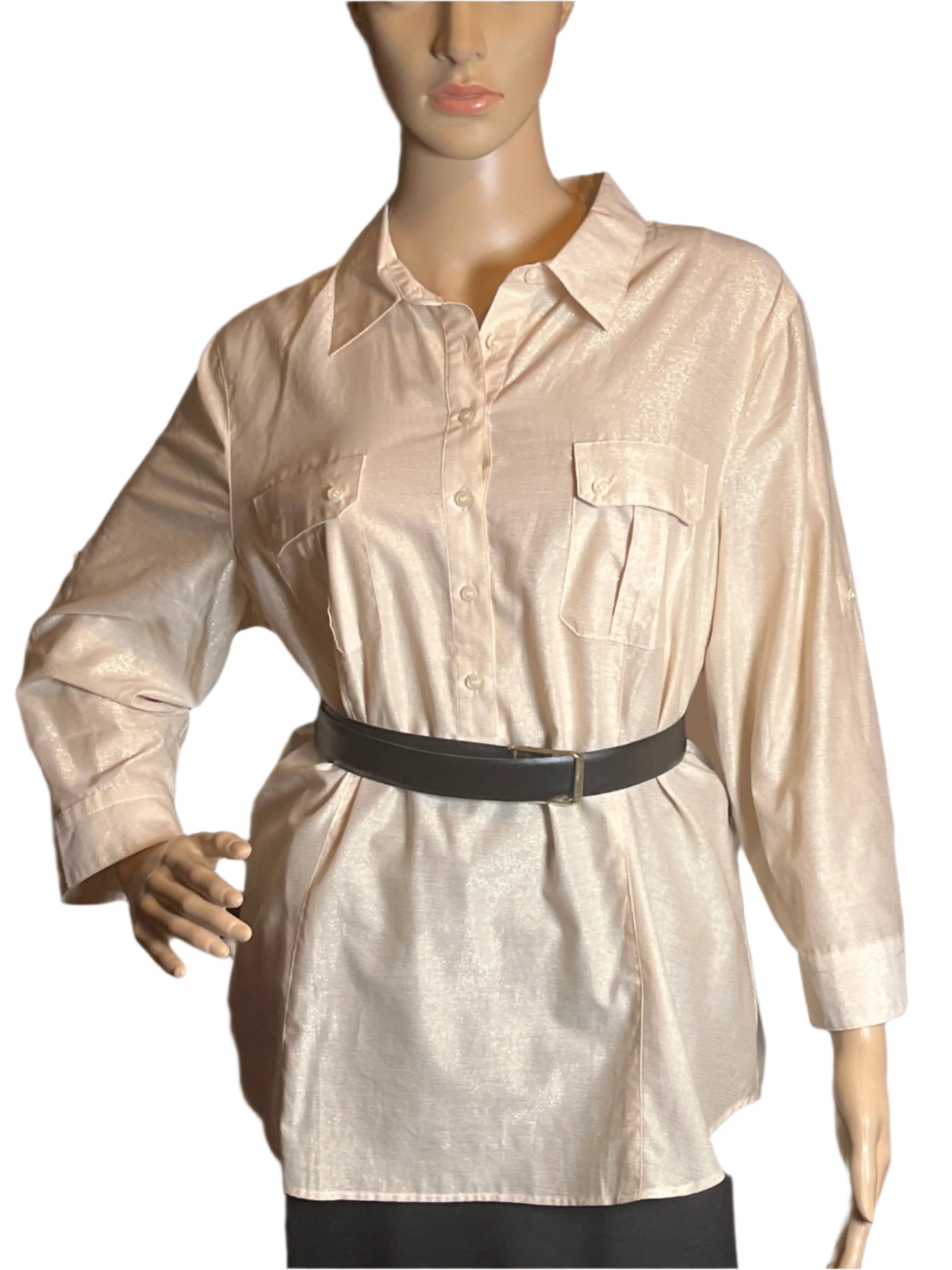 Beige Talbots Buttoned Down Women’s Blouse (Large Petite)