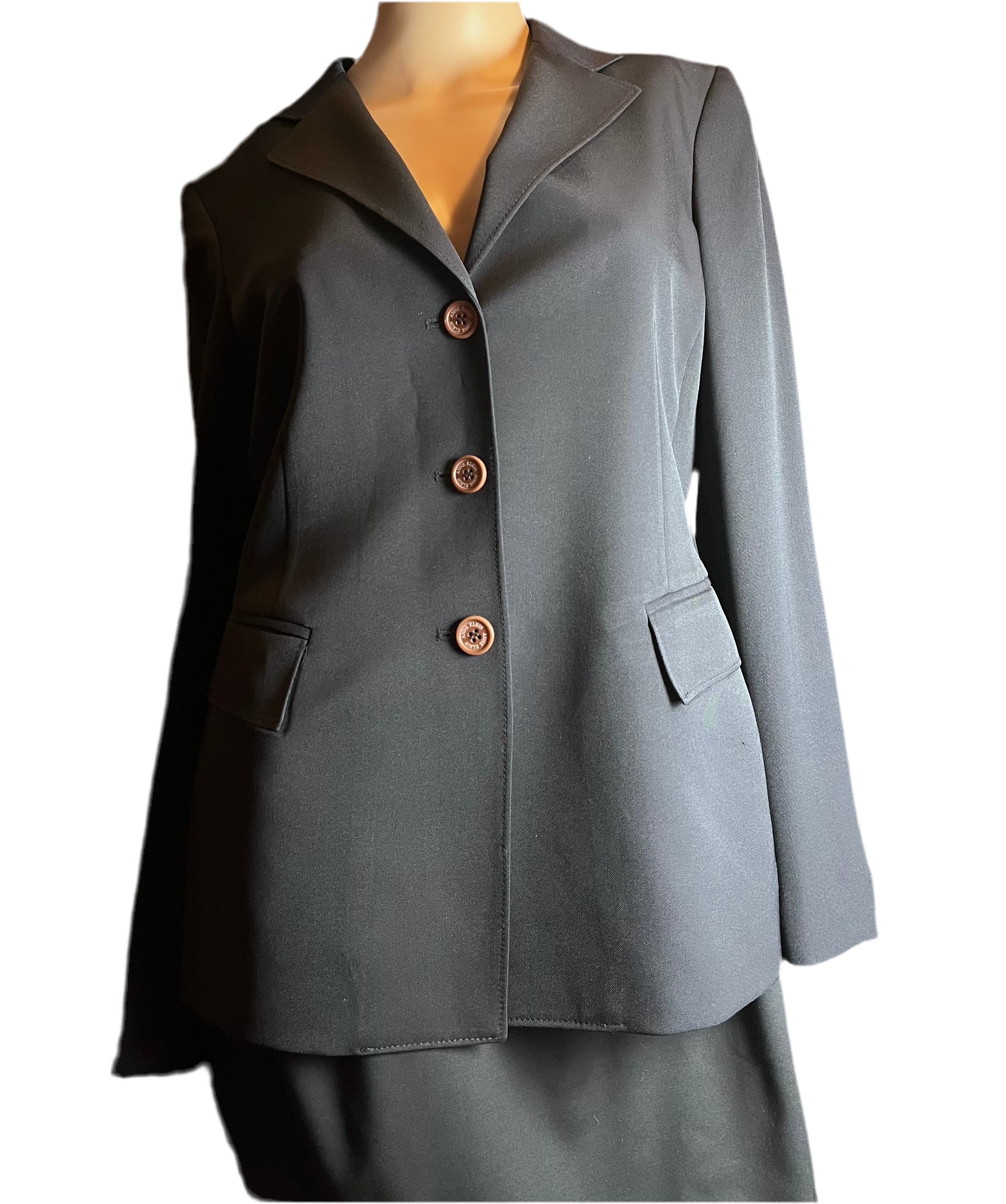 3 buttoned single breasted Black blue suit Jacket -Anne Klein( size 6P)