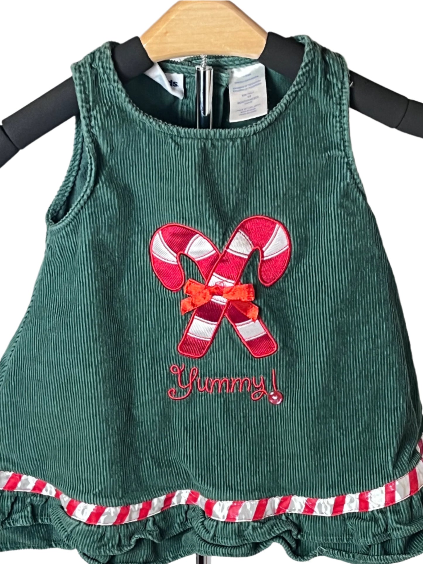 BT Kids Green and Red Candy Cane dress(size 6/9 mos)