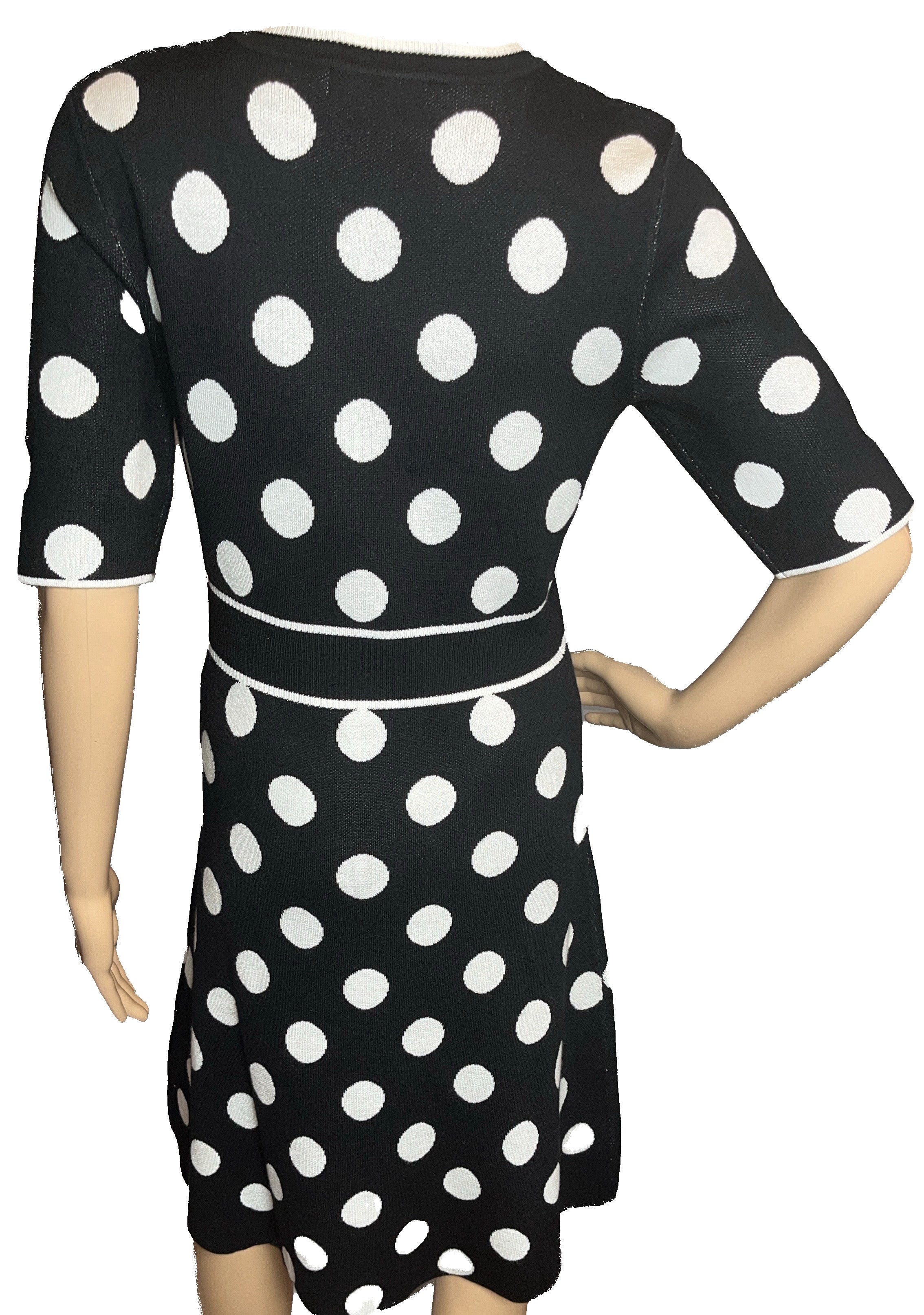 London Times Black and White fit and flared sweater material like style dress(size Medium)