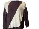 Liz Claiborne Brown and Beige Long Sleeves Pull over Swan Neck Sweater(Size L)