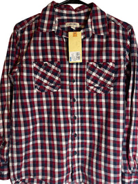 Cherokee (size L) Red Plaid buttoned shirt(long sleeves)--(NEW)