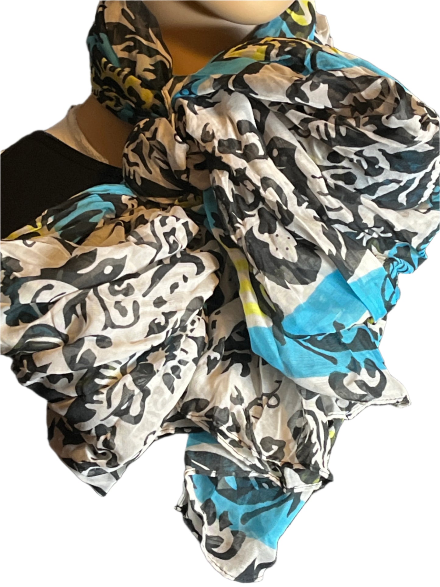 Loft Blue Multicolored Floral  design long Scarf