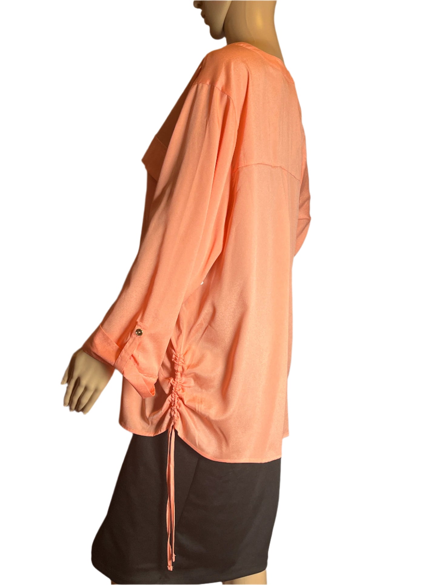 Sara Michelle Orange Loose Fit V neck String detailed sides( size 2x) blouse