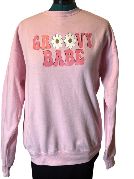 Jersees Groovy Babe Casual Pink Sweatshirt (Size Large)