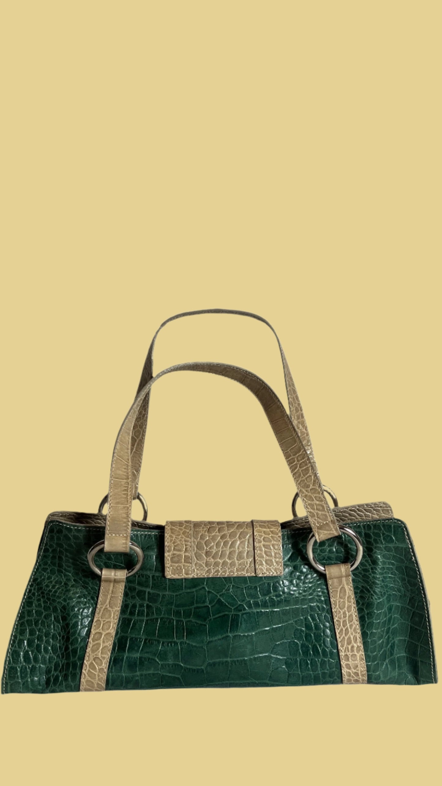 Maurizio Taiuti Green/Beige Handbag from Italy