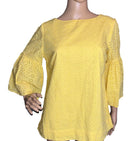 Chaps Pullover yellow Blouse-Bell Sleeves( Size Small)