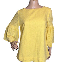 Chaps Pullover yellow Blouse-Bell Sleeves( Size Small)