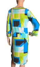 Dana Buchman (size XS) Multicolored (Blue/Yellow/Black/White) Pencil (Cocktail) Dress