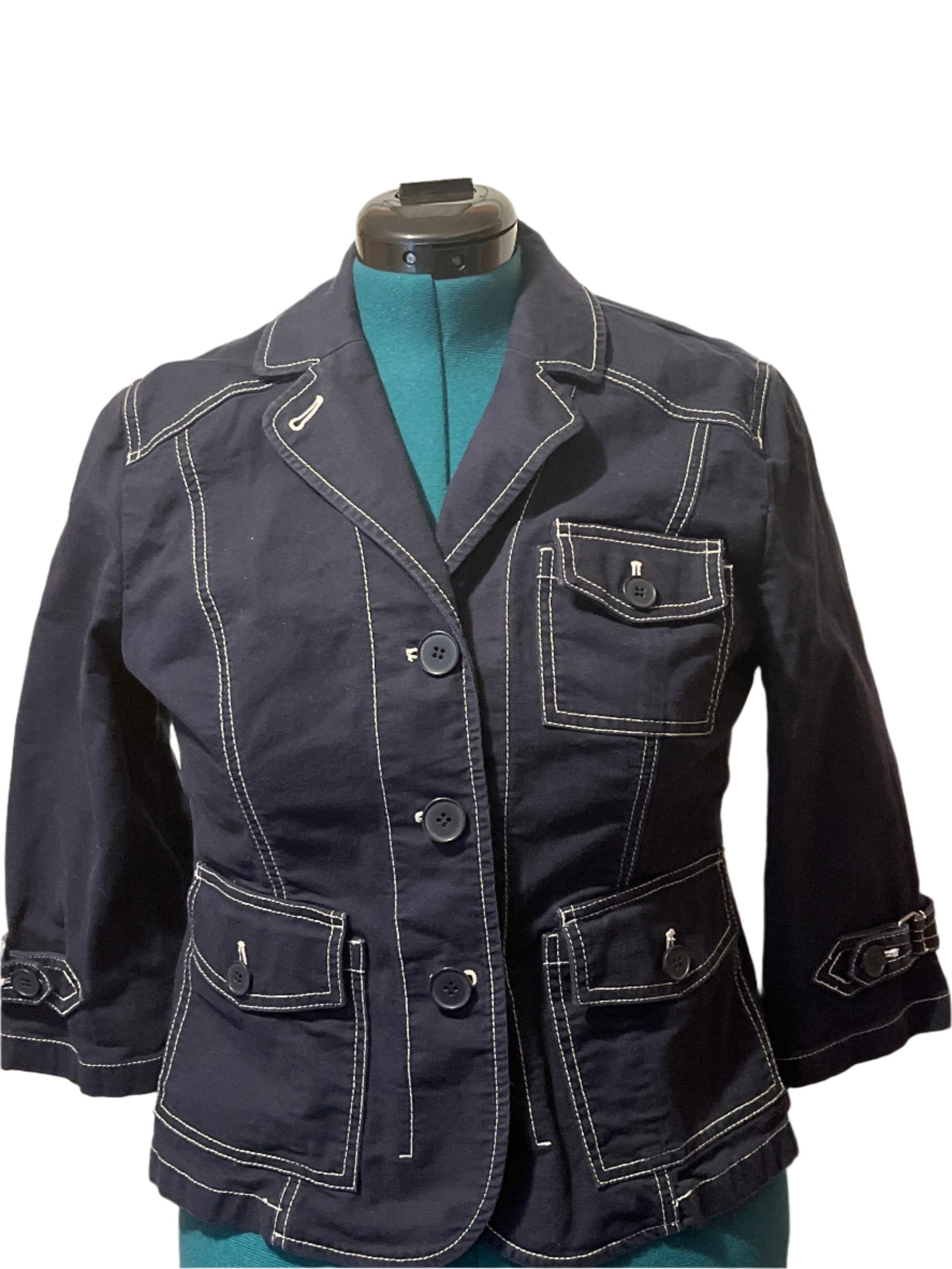 Ann Taylor Loft Dark Blue Jean Jacket/Blazer(Size 12 P)