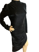 Fashion Nova-Black asymmetrical/velvet like material Long Sleeves Cocktail/Formal Dress(Size Large)