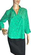 Green/Black buttoned Women's blouse(size small)