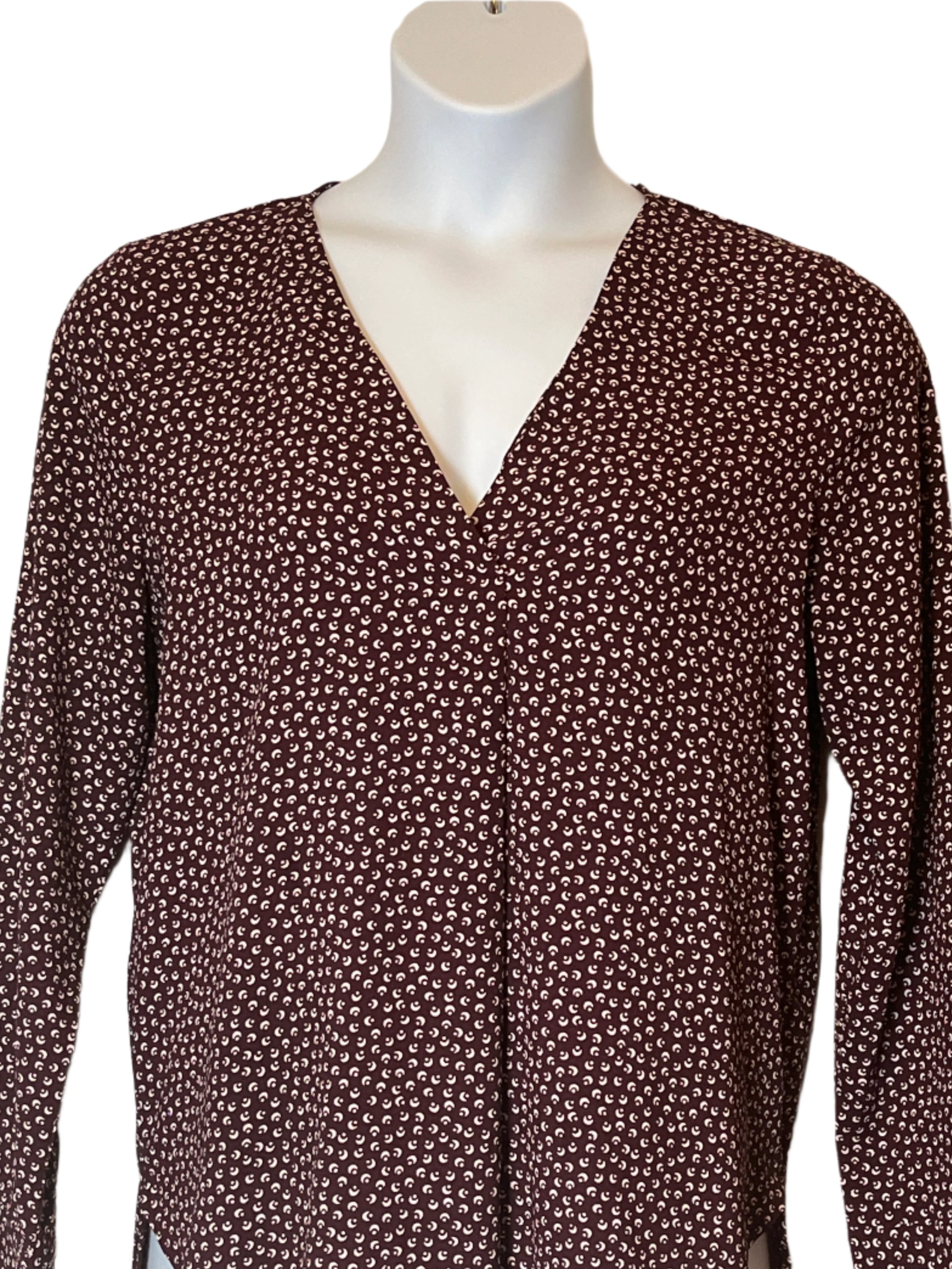 Ann Taylor (Size L) Pullover Burgundy Tunic V-Neck blouse