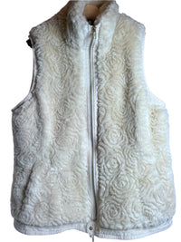 Beige Faux fur soft with zipper Roz& Ali ( insulated, warm, lightweight (size L)vest