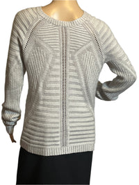 The Limited Light Gray Loose Woven Zipper(Size Small) Sweater