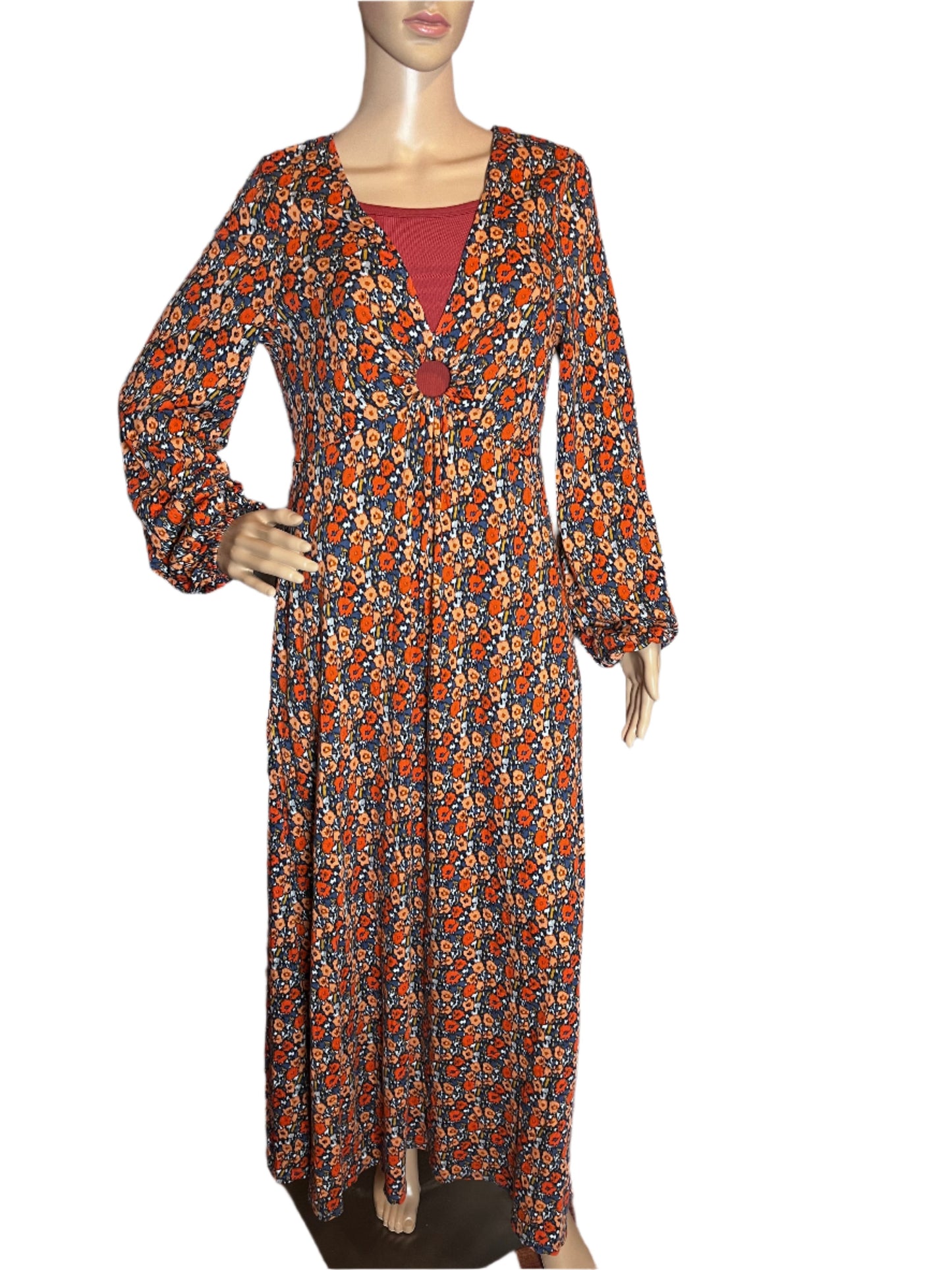 Fit & Flare (size 10) Multicolored floral Maxi dress with pockets