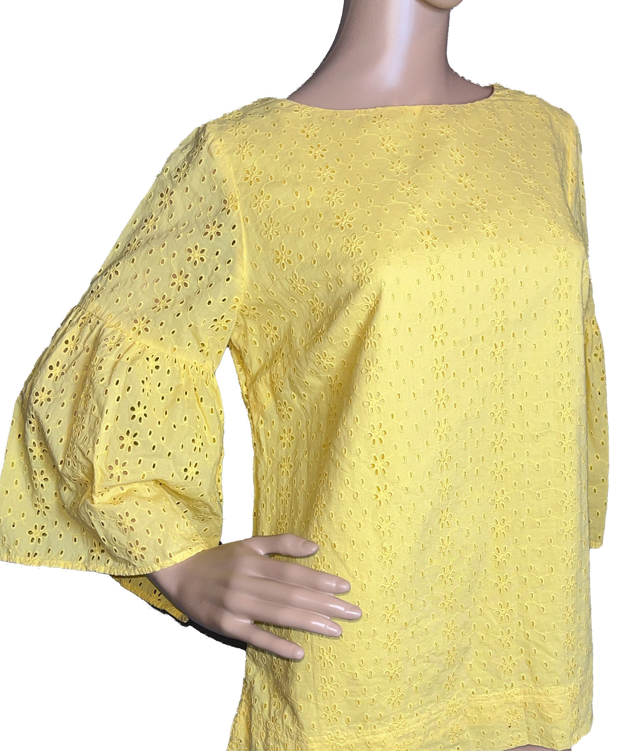 Chaps Pullover yellow Blouse-Bell Sleeves( Size Small)