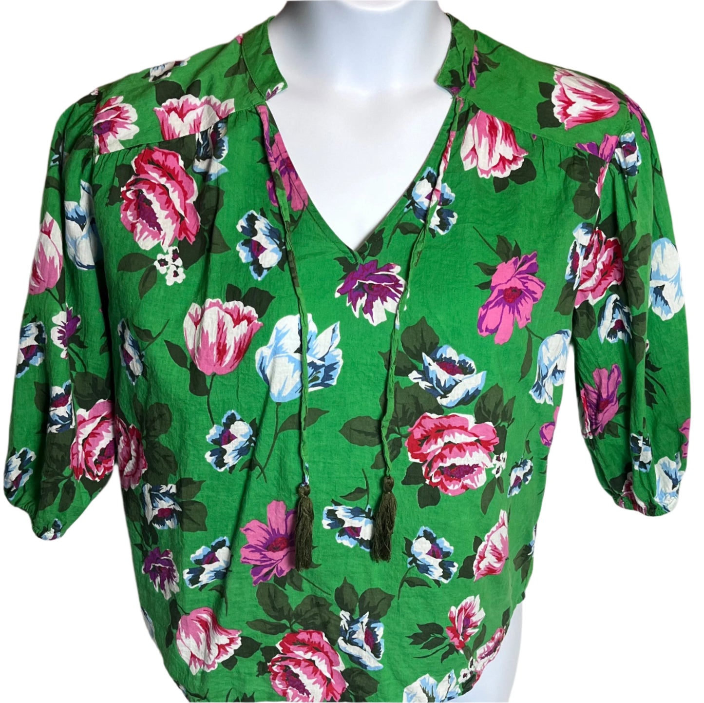 Blusa verde con flores talla pequeña 