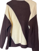 Liz Claiborne Brown and Beige Long Sleeves Pull over Swan Neck Sweater(Size L)