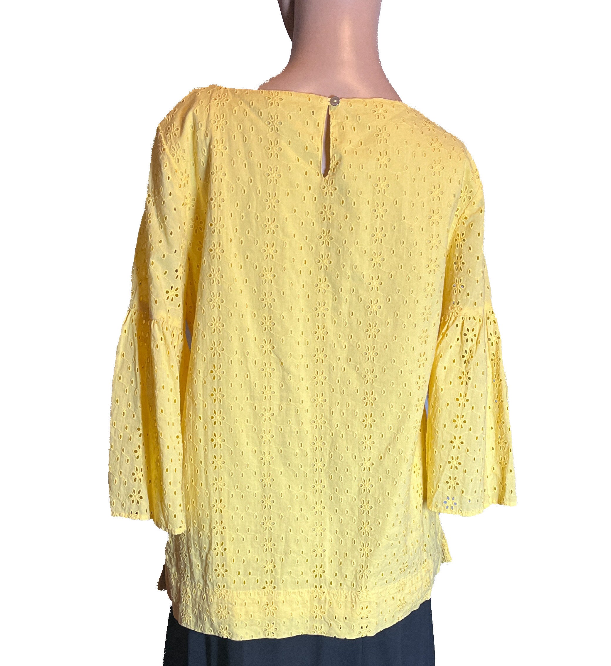 Chaps Pullover yellow Blouse-Bell Sleeves( Size Small)