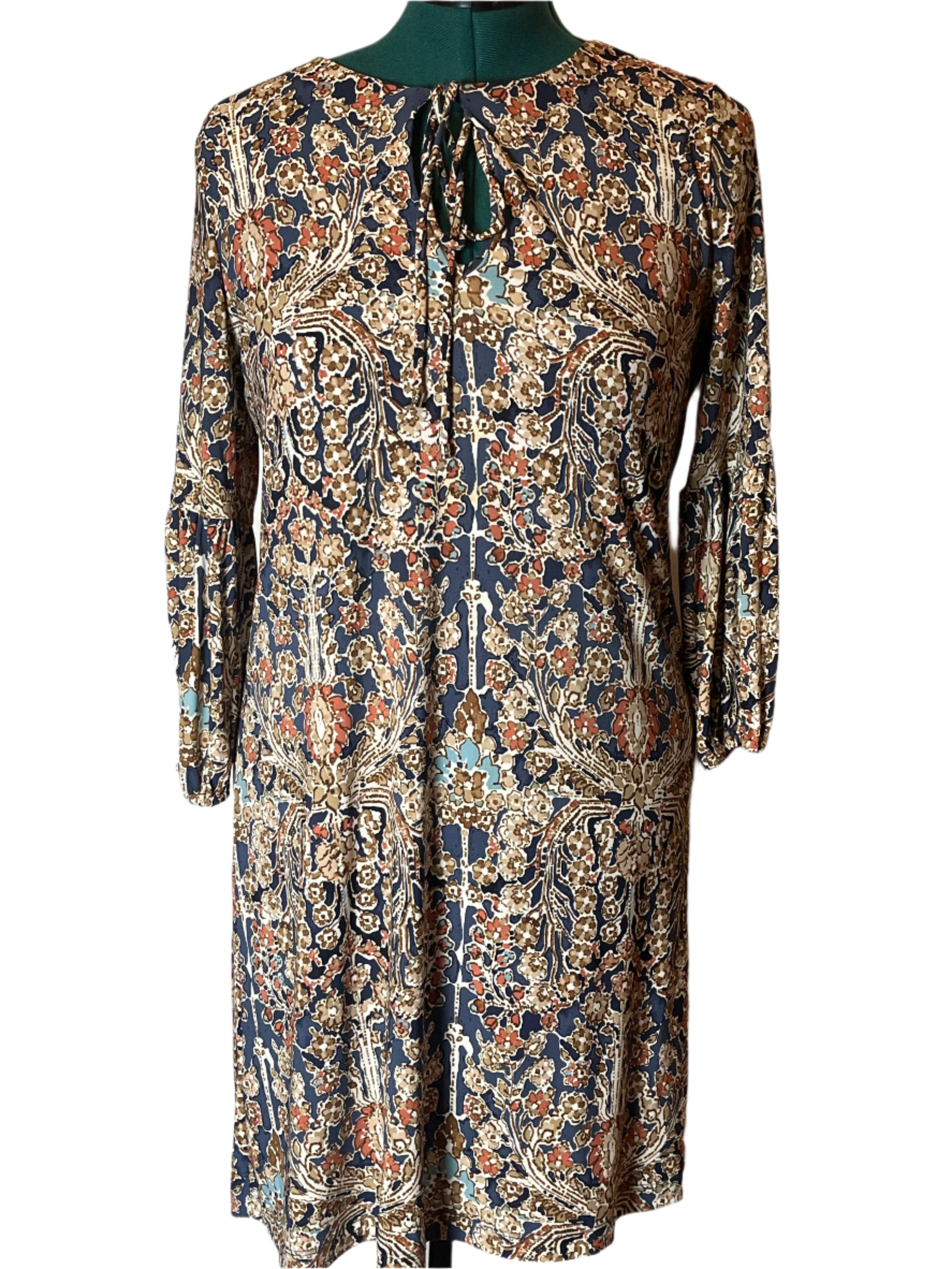 Tommy Hilfiger Multicolored(blue, beige) Boho style dress with Bishop sleeves (wide sleeves)