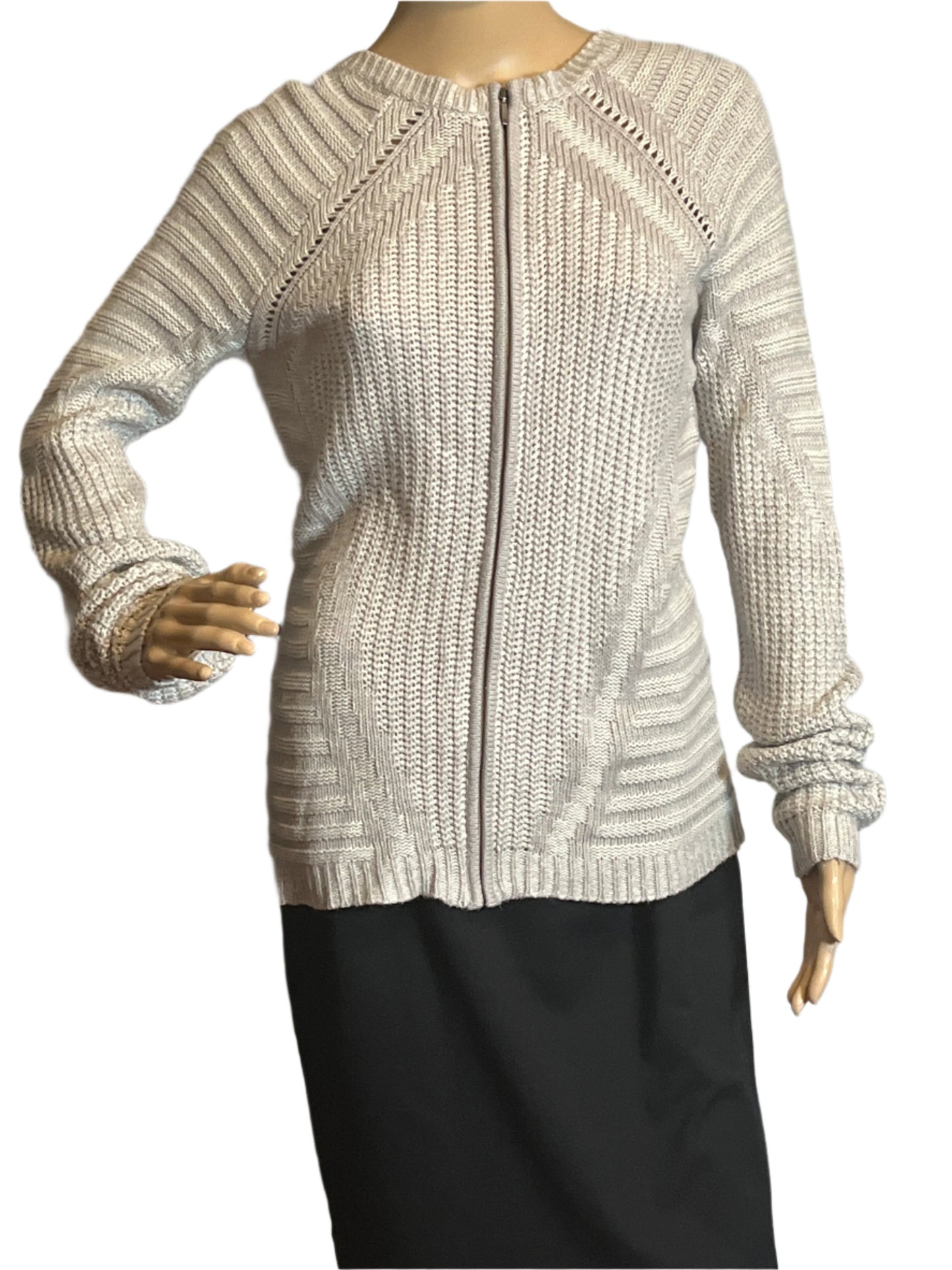 The Limited Light Gray Loose Woven Zipper(Size Small) Sweater