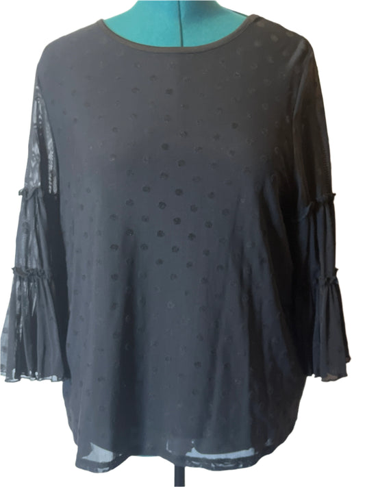 Lane Bryant Black (size 14/16) Pull Over Dressy Shirt with Bell Sleeves