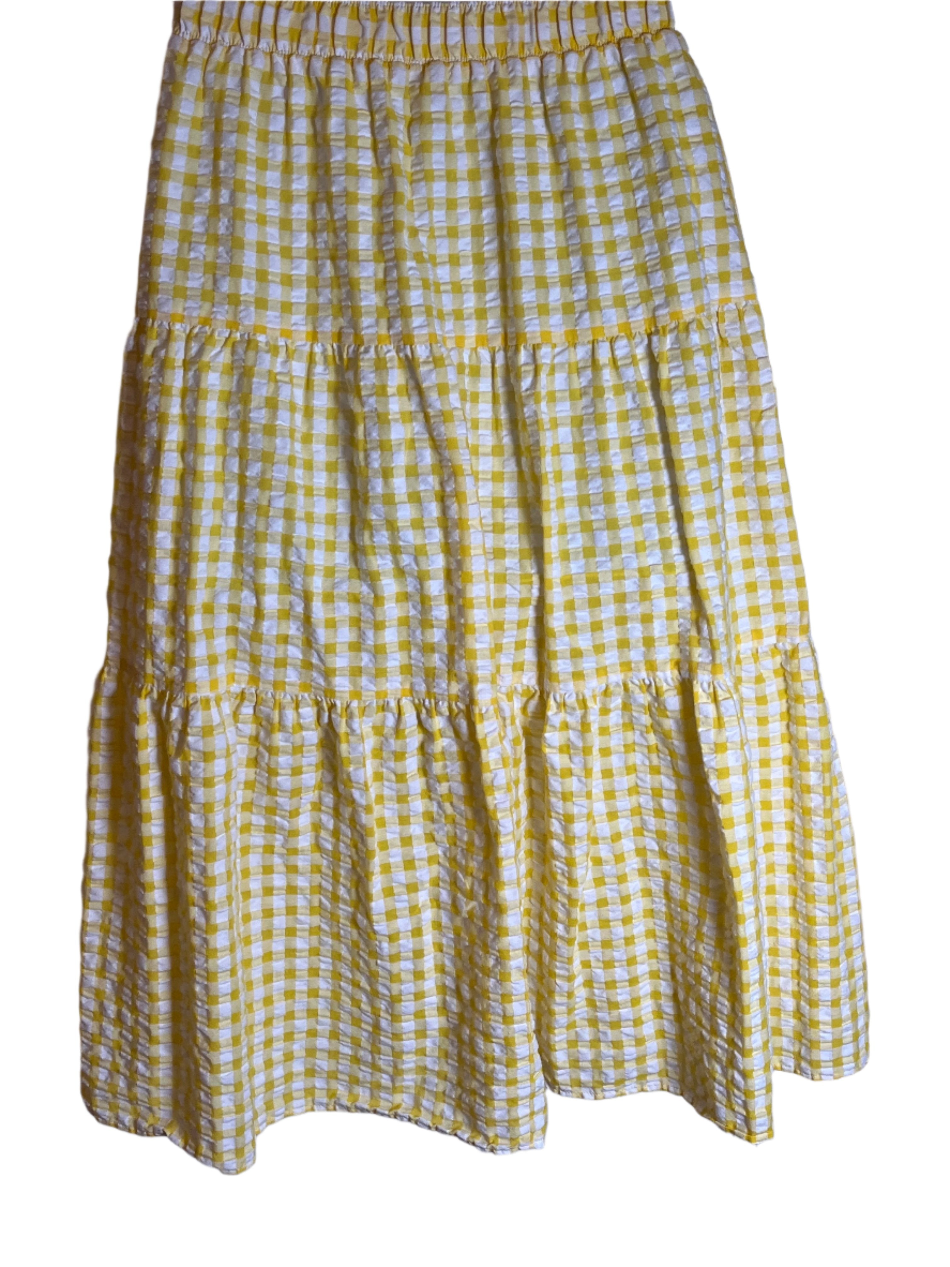 Midi/Tiered Yellow (size medium) Skirt with side pockets