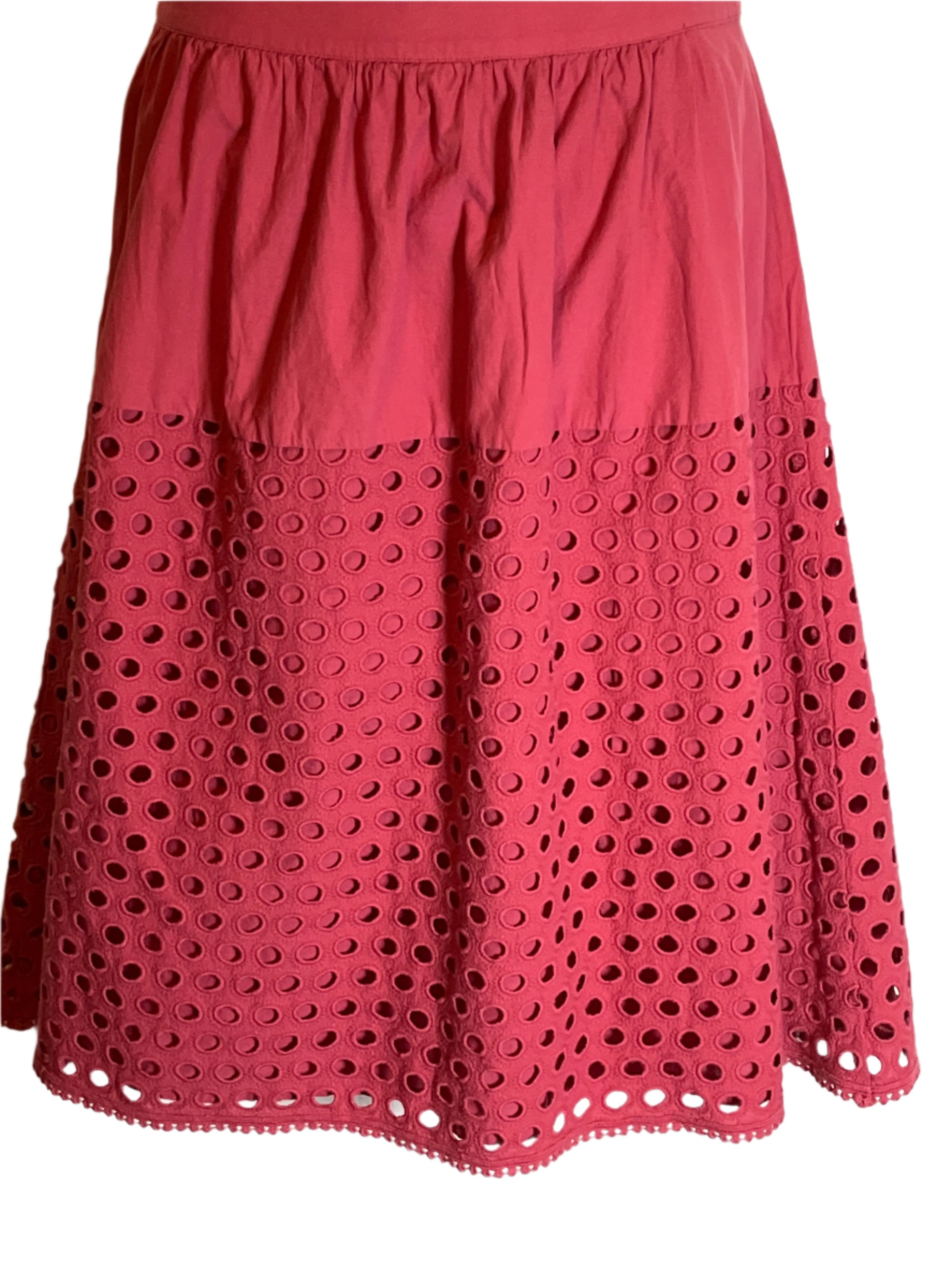 The Loft  Fit and Flare Pink Skirt with Lace Embroidery Designs (Size 12)