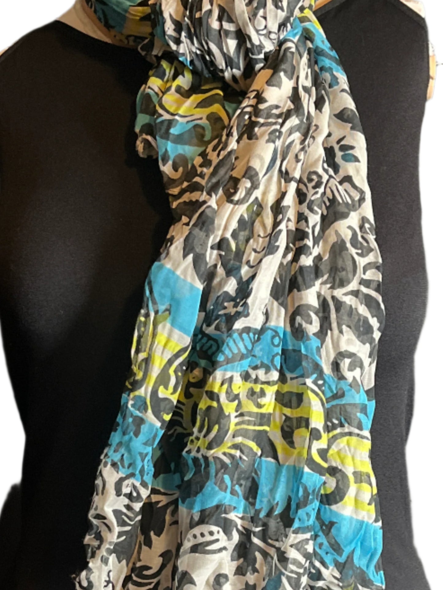 Loft Blue Multicolored Floral  design long Scarf