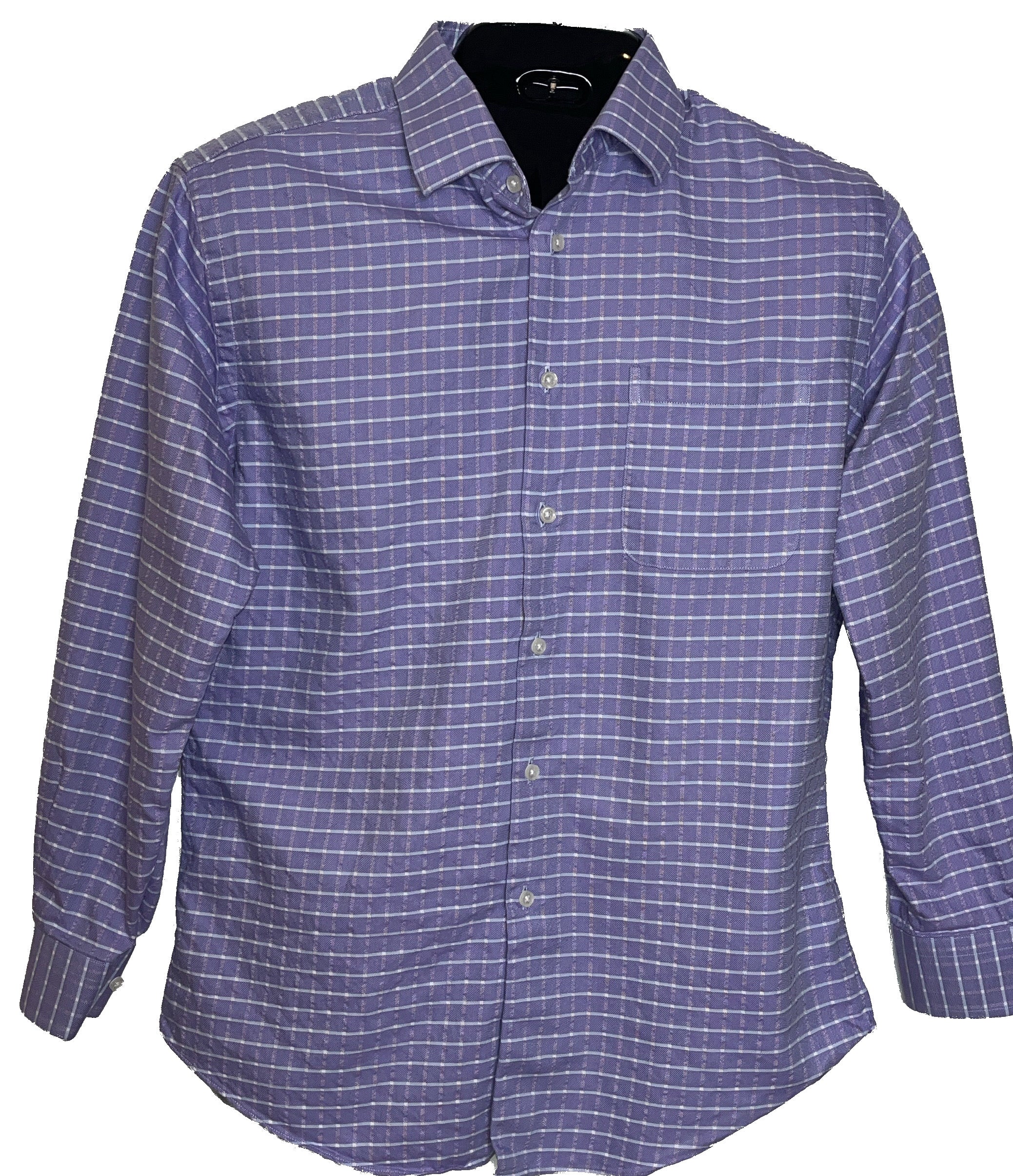 Neiman Marcus Lavender/Purple & White Plaid Men’s Shirt(Large)