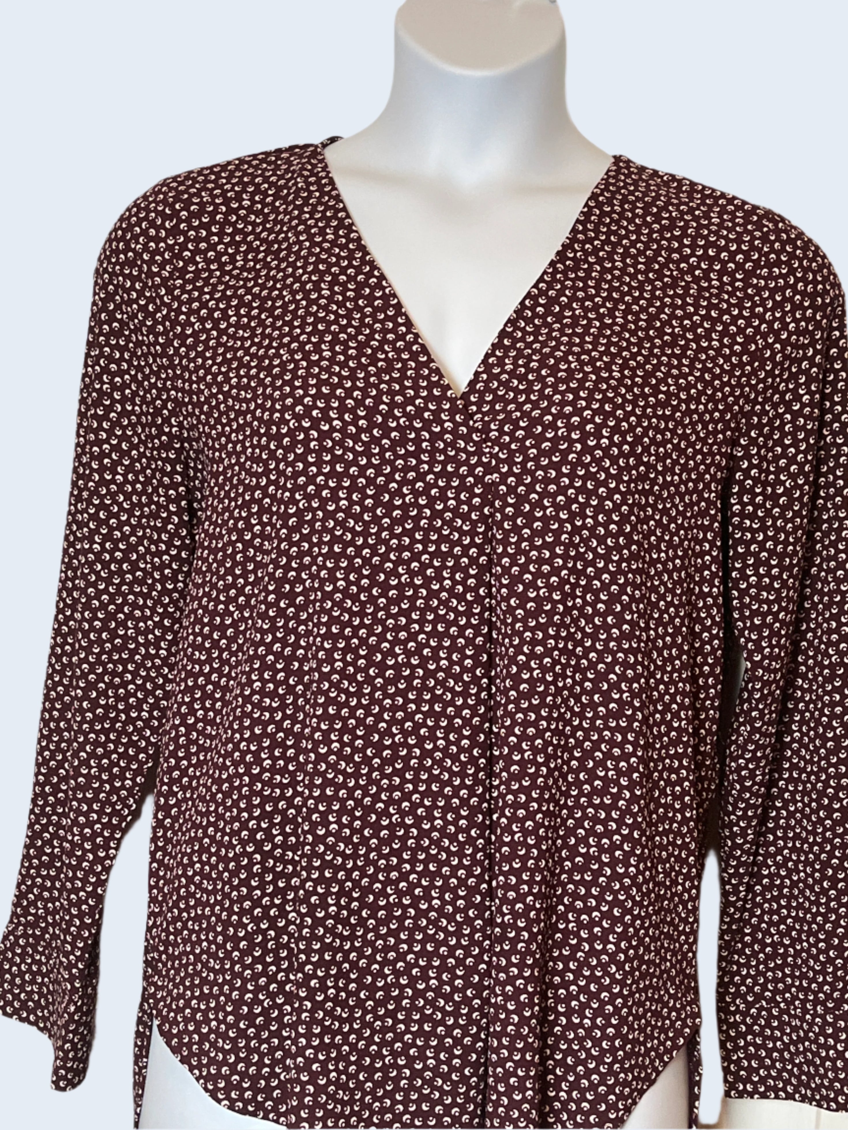 Ann Taylor (Size L) Pullover Burgundy Tunic V-Neck blouse